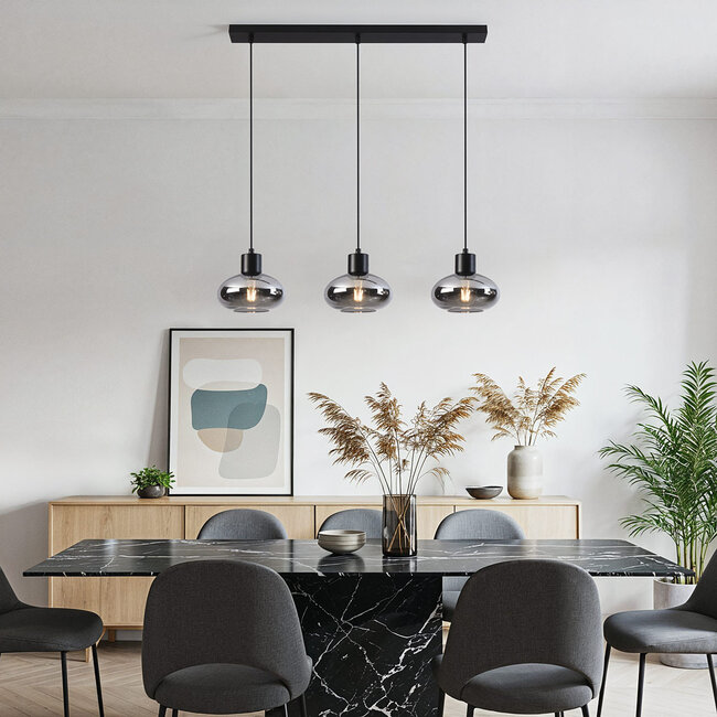 Lampa wisząca Vere ze szkłem przydymionym, 3 światła