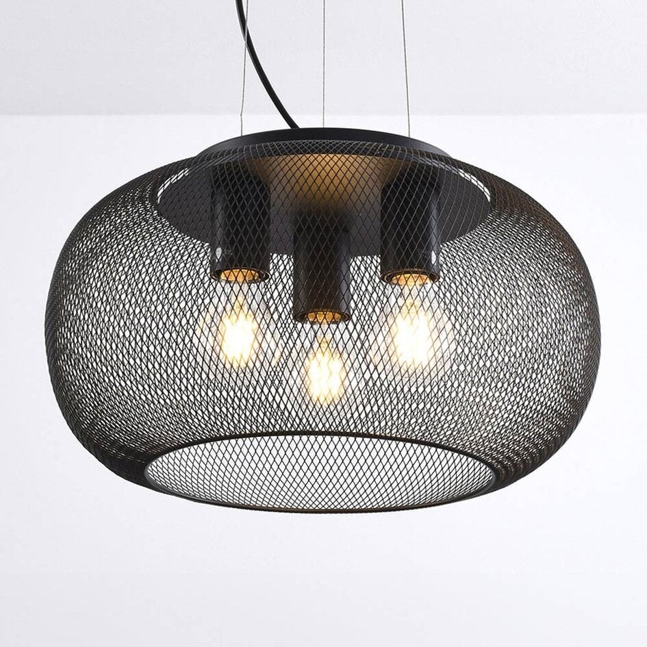 Lampa wisząca Cerise – industrialna, 3-punktowa, czarny metal z ażurowym kloszem