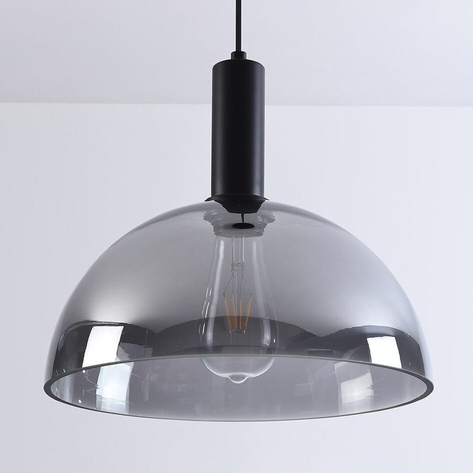 Nowoczesna lampa wisząca ze szkłem dymionym - Fajen