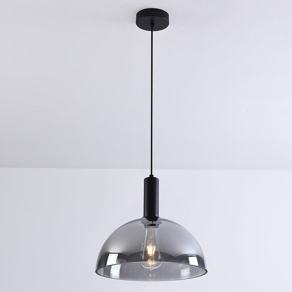 Nowoczesna lampa wisząca ze szkłem dymionym - Fajen