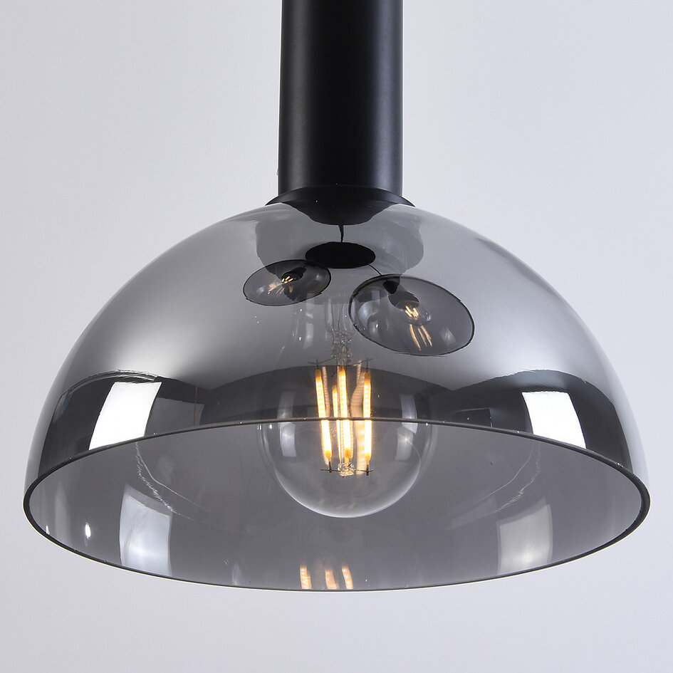 Czarna lampa wisząca ze szkła dymionego, 3 światła - Filiz