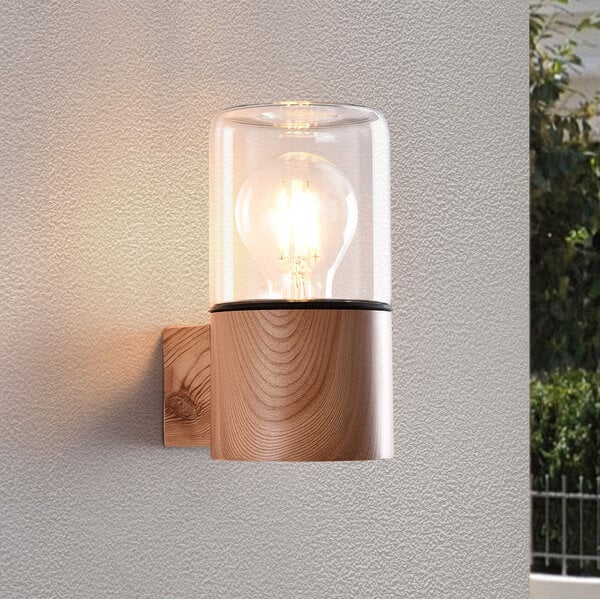 Nowoczesna lampa zewnętrzna Juliano w stylu drewnianym