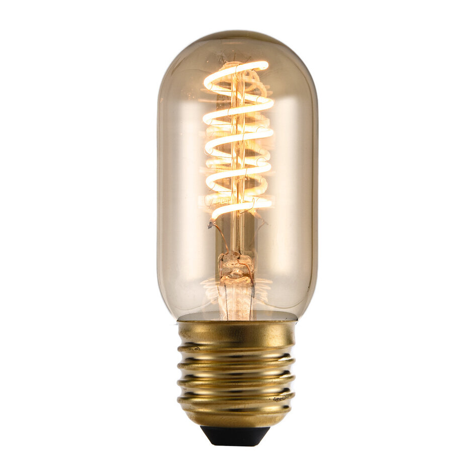 Podłużna żarówka LED filament 4W, 2200K, szkło bursztynowe ze spiralą - ściemnialne