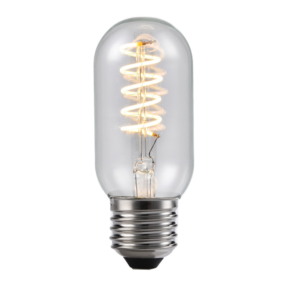 Podłużna żarówka LED z żarnikiem 4W, 2700K, przezroczyste szkło ze spiralą - ściemnialne