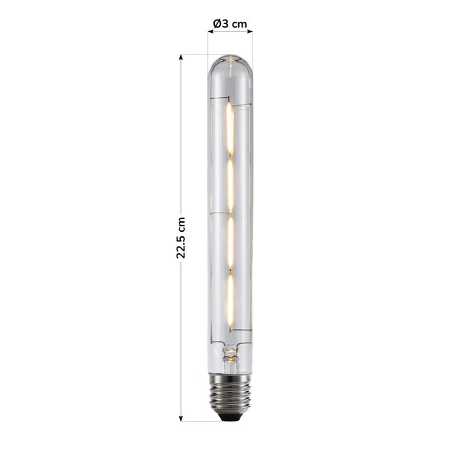 Lampa rurkowa E27 ściemnialna, przezroczyste szkło z żarnikiem 4W 2700K,  22,5 cm