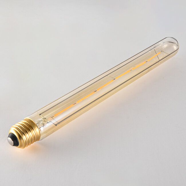 Podłużna żarówka E27 z żarnikiem, szkło bursztynowe, 6W 2200 K, 30 cm - ściemnialne