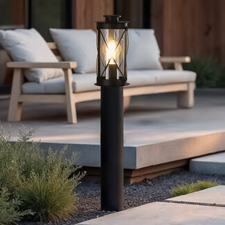 Zewnętrzna lampa podłogowa Lucia ze stali nierdzewnej, czarna, rustykalna - 60 cm