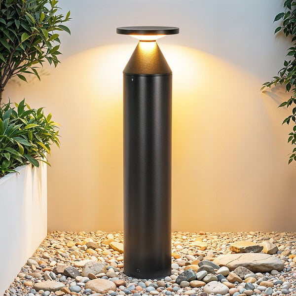 Zewnętrzna lampa stojąca Ailo – czarna, z wbudowanym LED, 50 cm