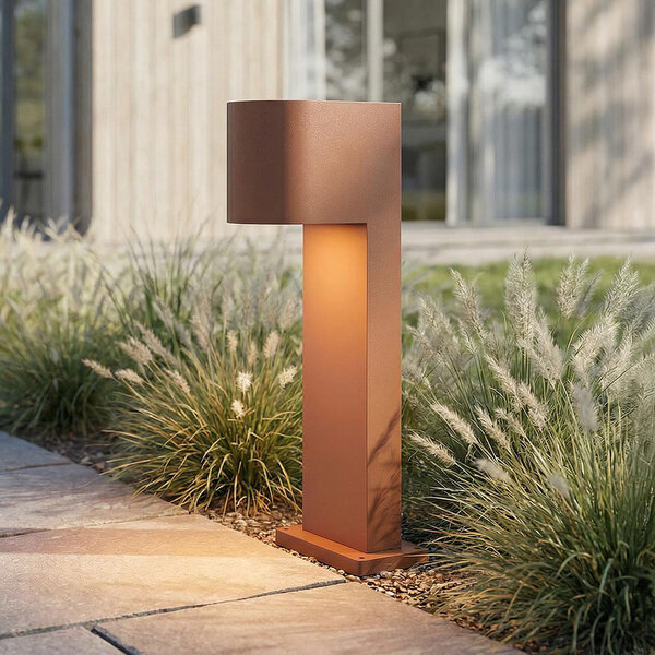 Industrialna zewnętrzna lampa podłogowa Simone - rdzawobrązowa 30 cm