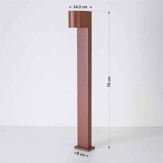 Industrialna zewnętrzna lampa podłogowa Simone - rdzawobrązowa 70 cm
