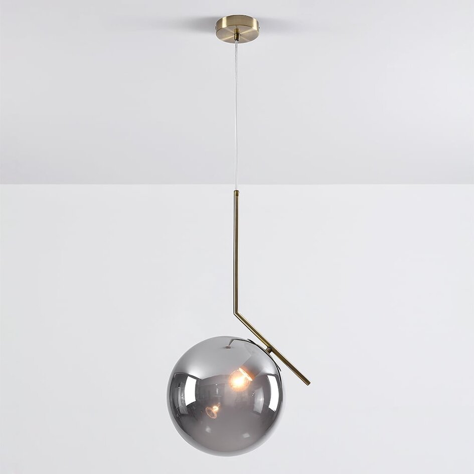 Design lampa wisząca Roy - szkło dymione z efektem lustra