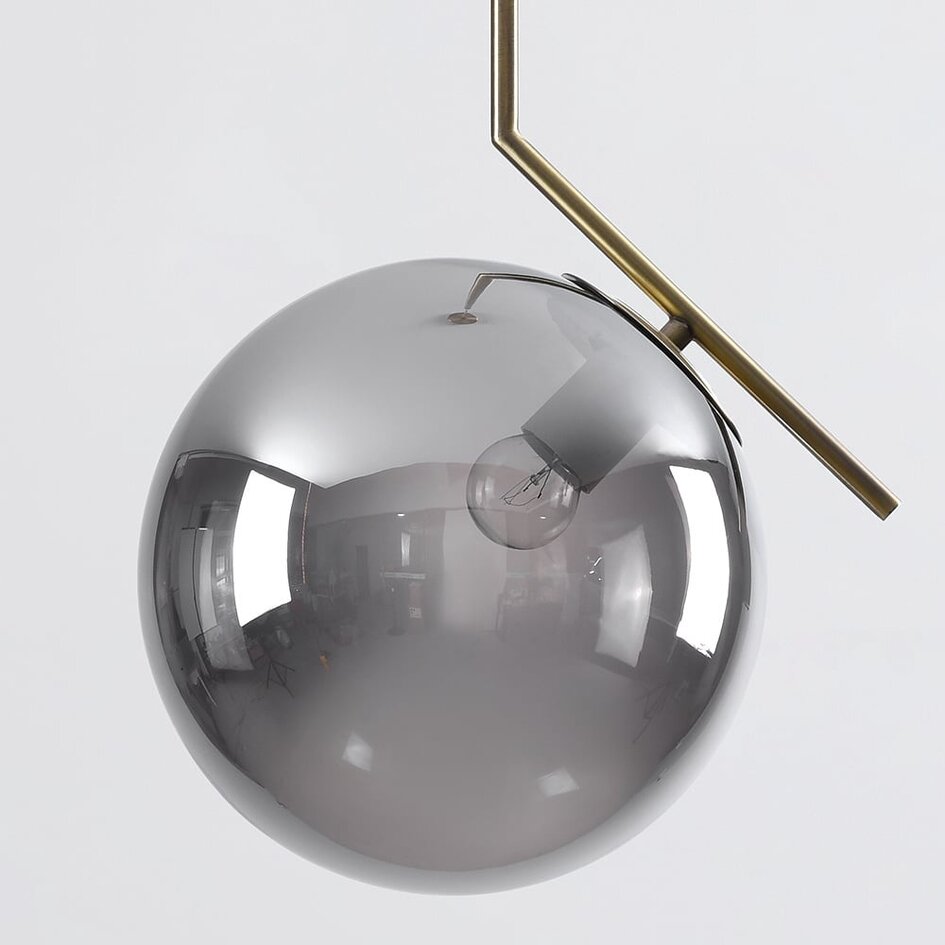Design lampa wisząca Roy - szkło dymione z efektem lustra