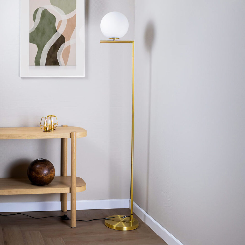 Design Lampa stojąca Connor - mlecznobiałe szkło