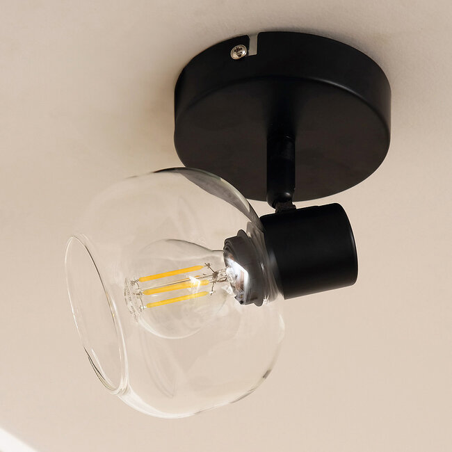 Lampa sufitowa czarna z przezroczystym szkłem, 1-światło - Jenthe