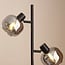 Lampa podłogowa Jesse – czteropunktowa, czarna z dymionym szkłem z efektem lustra