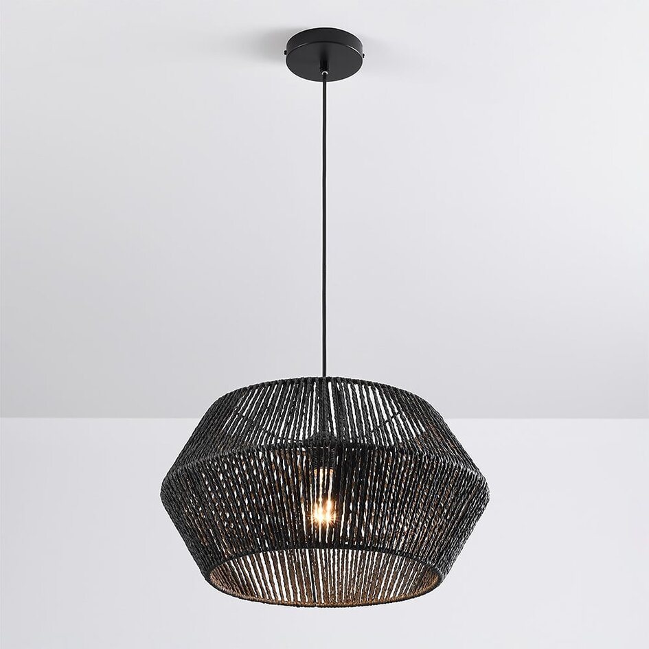 Lampa wisząca Nara z plecionego sznurka – czarna