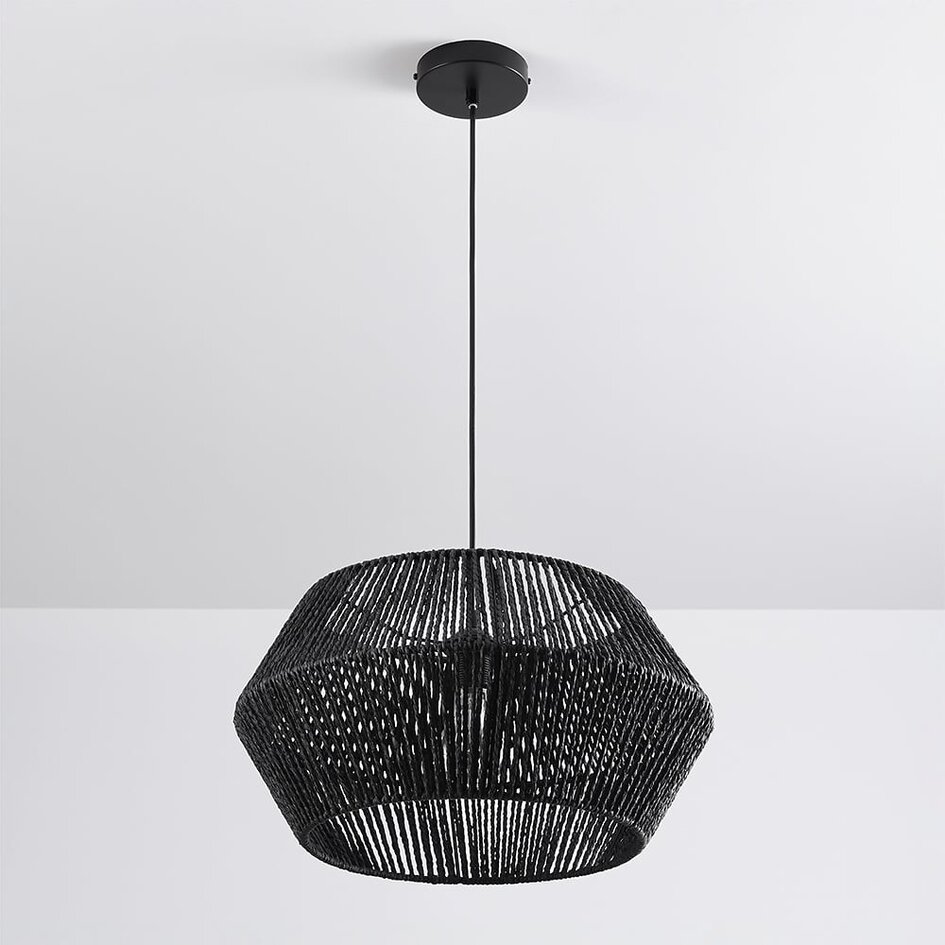 Lampa wisząca Nara z plecionego sznurka – czarna