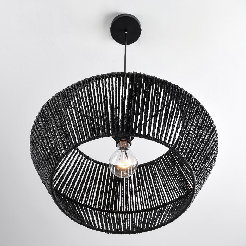 Lampa wisząca Nara z plecionego sznurka – czarna