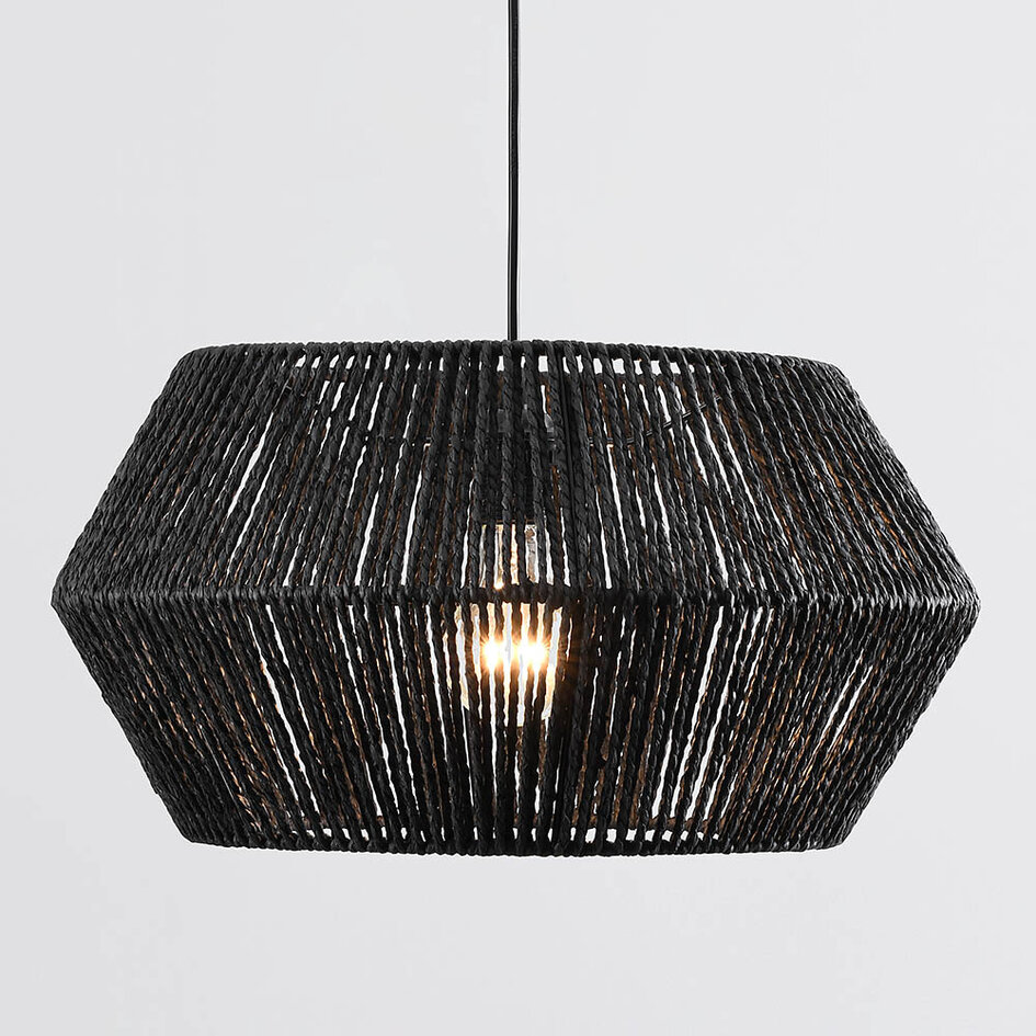 Lampa wisząca Nara z plecionego sznurka – czarna