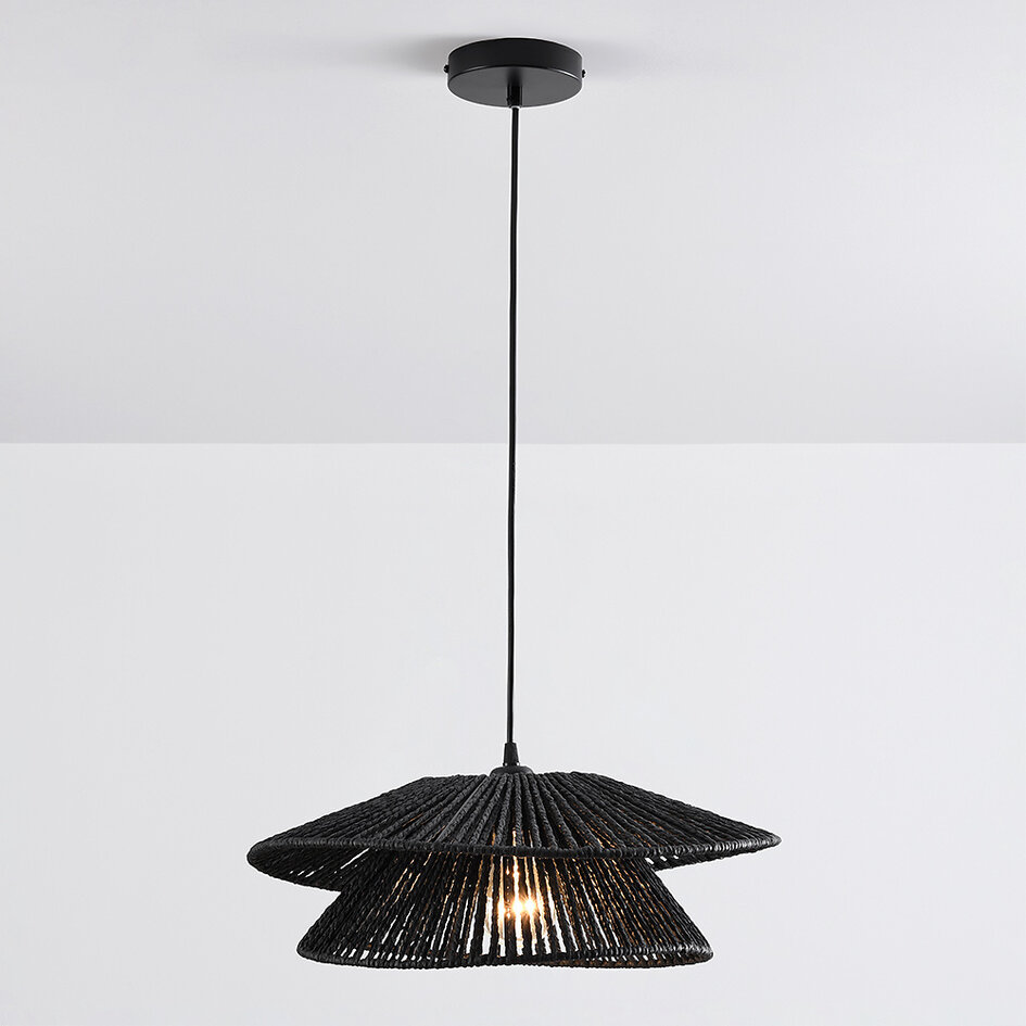 Czarna lampa wisząca z ręcznie plecionego sznurka - Osaka