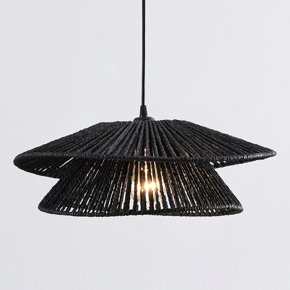 Czarna lampa wisząca z ręcznie plecionego sznurka - Osaka