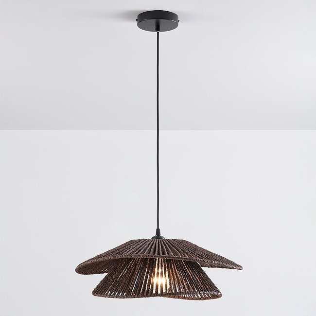 Brązowa lampa wisząca z ręcznie plecionego sznura - Osaka