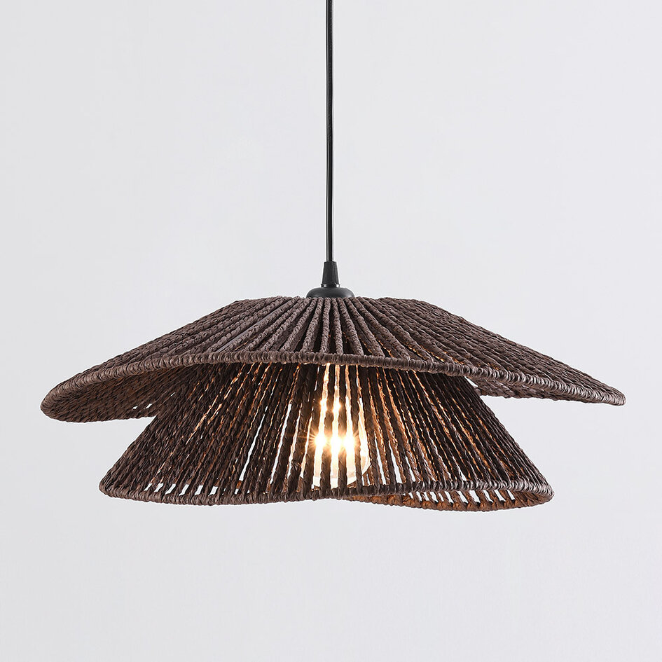 Brązowa lampa wisząca z ręcznie plecionego sznura - Osaka