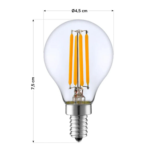 E14 3-stopniowo ściemnialna lampa LED z żarnikiem z przezroczystego szkła | 5,5W 2700K