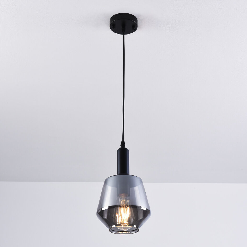 1-światło lampa wisząca Mala szkło przydymione - szkło kuliste
