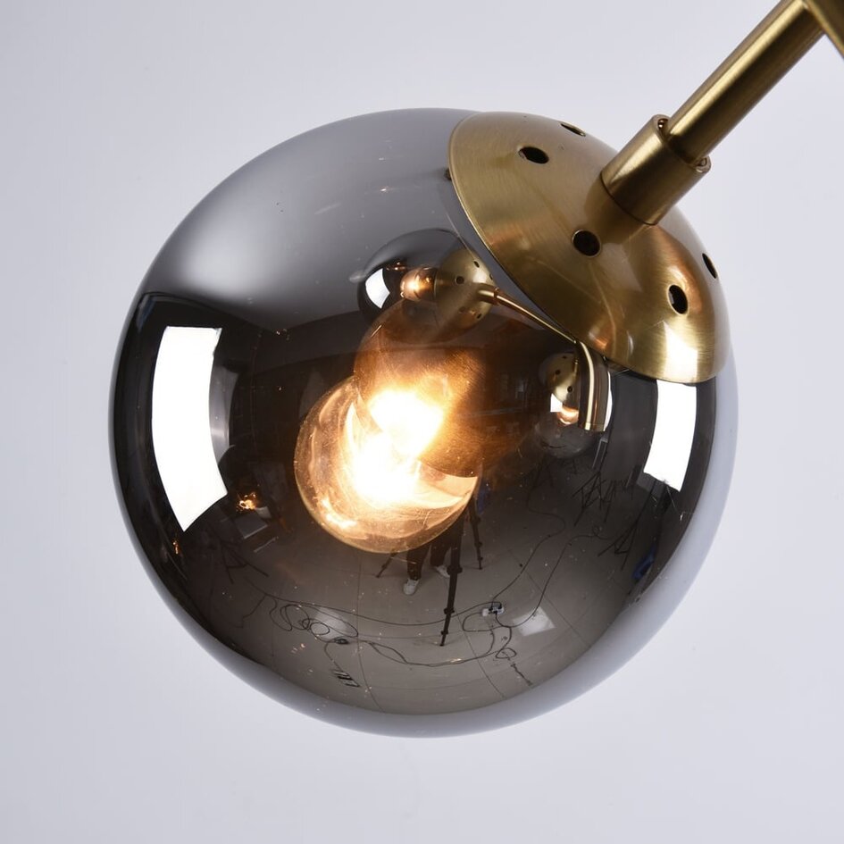 Retro lampa wisząca złota z przydymionym szkłem i efektem lustra, 4 światła - Florence