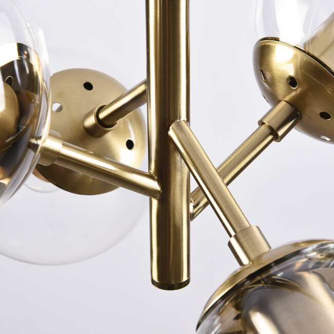 Retro lampa wisząca złota z przezroczystym szkłem, 4 światła - Florence