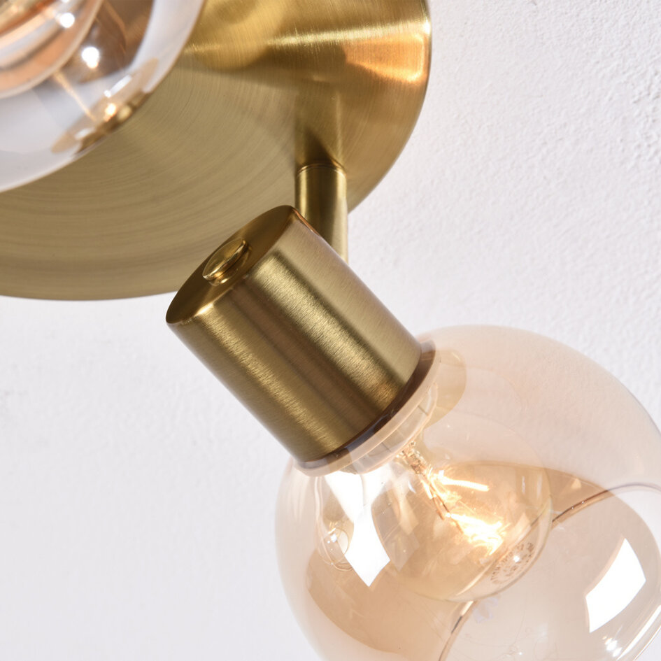 Lampa sufitowa Peri ze szkłem bursztynowym i 3 reflektorami
