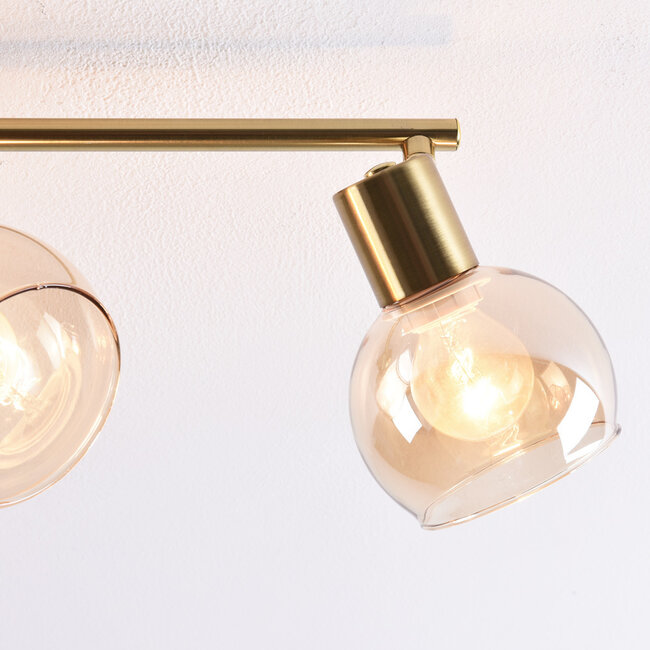 4 światła obrotowa lampa sufitowa Pela ze szkłem bursztynowym