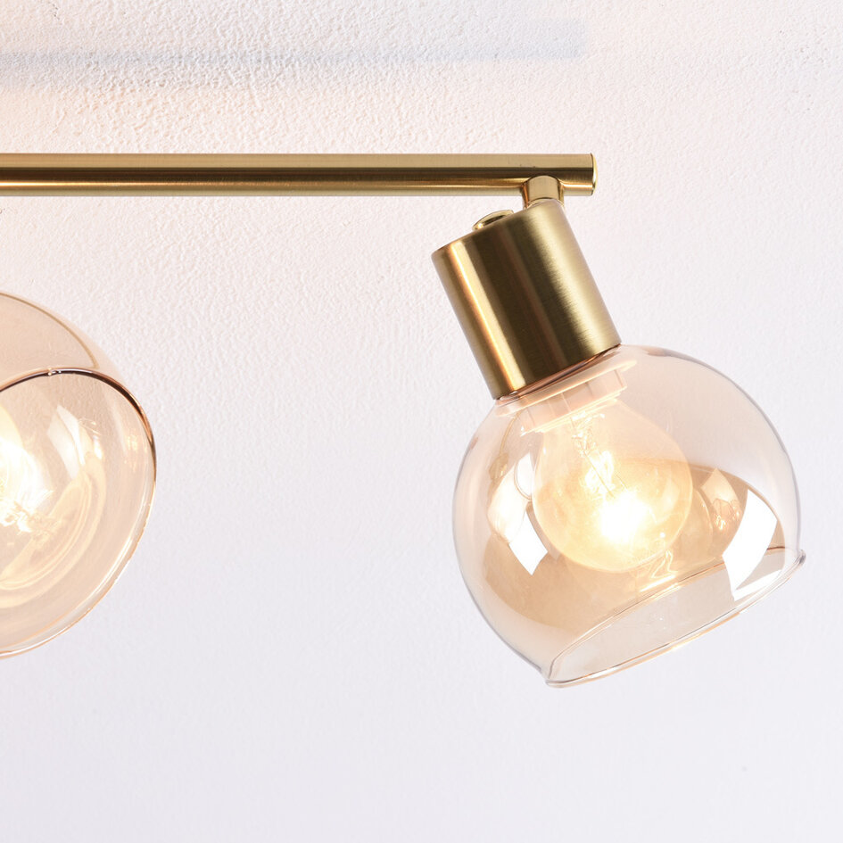 4 światła obrotowa lampa sufitowa Pela ze szkłem bursztynowym