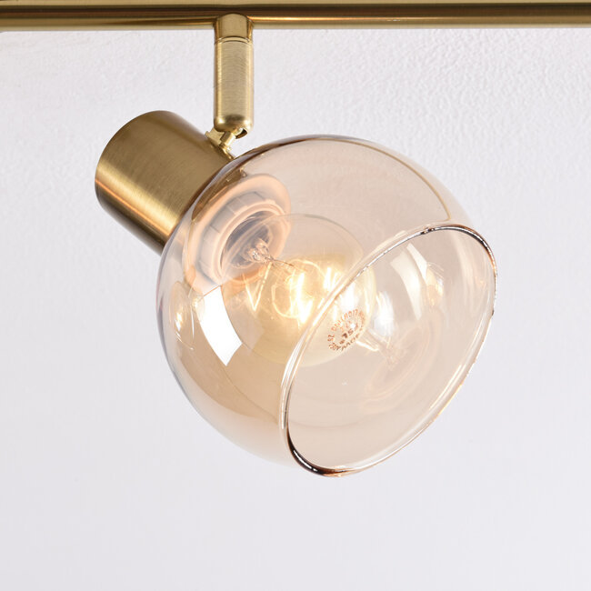 4 światła obrotowa lampa sufitowa Pela ze szkłem bursztynowym