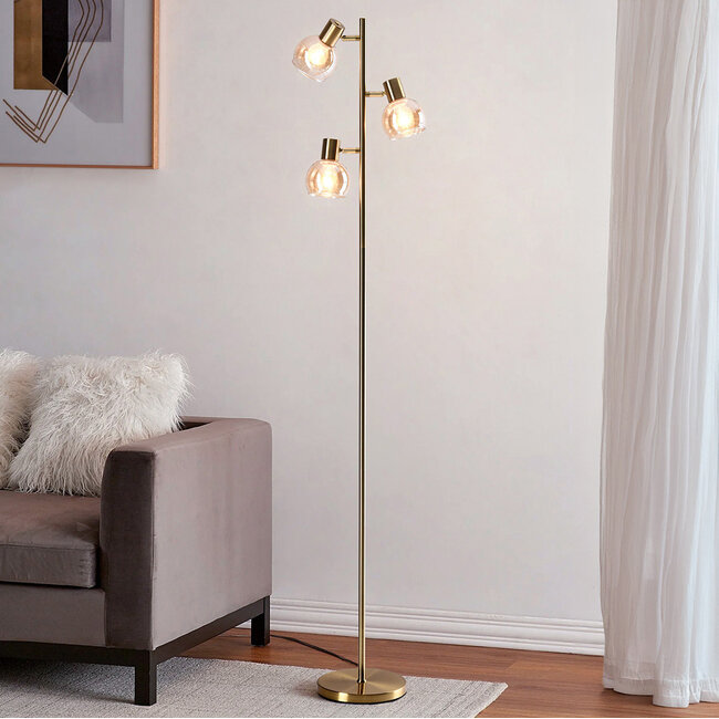 3 światła lampa podłogowa ze szkła bursztynowego - Pieta