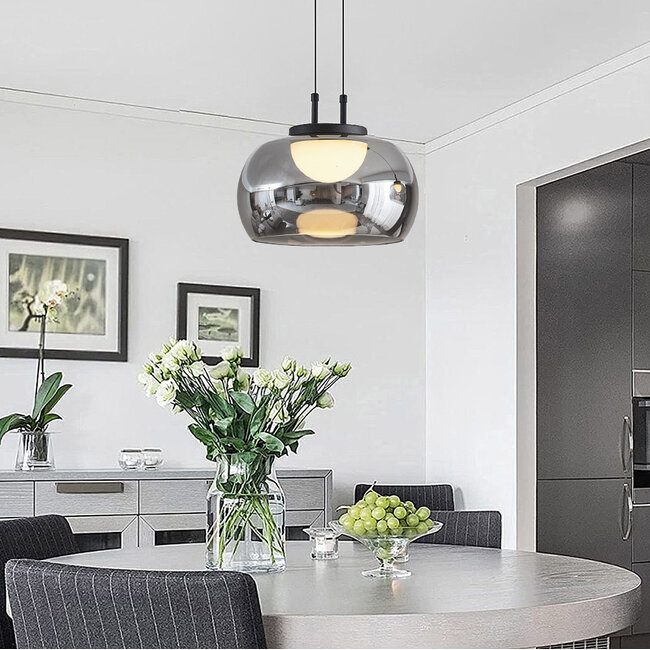 Lampa wisząca ze szkłem przydymionym i 3-stopniowym ściemnianiem - Mette