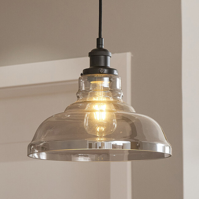 Wiejska lampa wisząca ze szkłem dymionym, 1-światło - Ebbe
