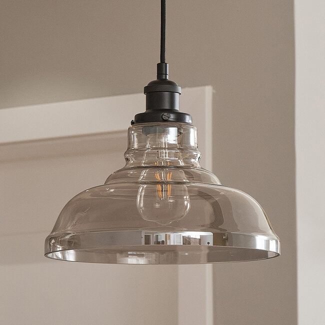 Wiejska lampa wisząca ze szkłem dymionym, 1-światło - Ebbe