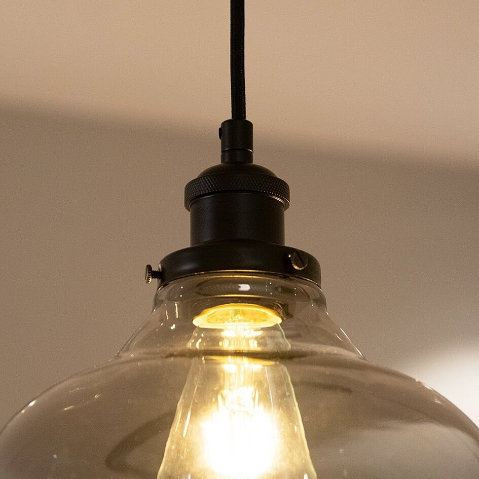 Industrialna lampa wisząca ze szkłem dymionym, 2 światła - Esper