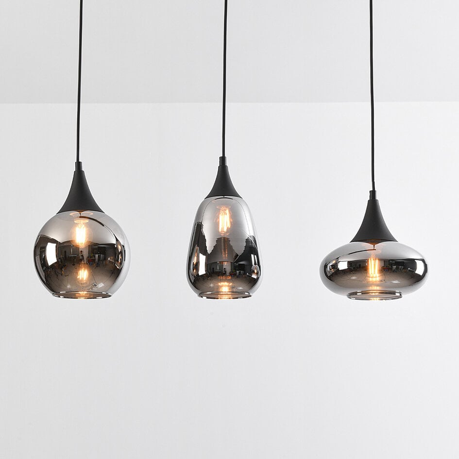 3 światła lampa wisząca z przydymionym szkłem - Lovi