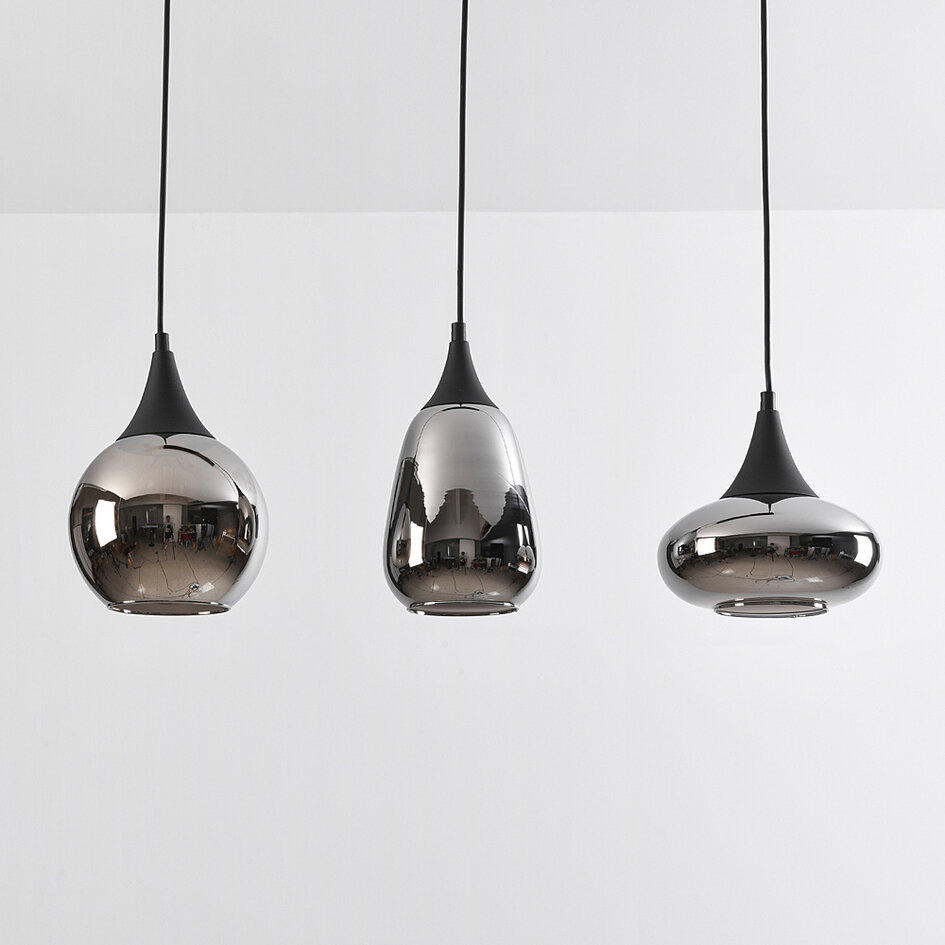 3 światła lampa wisząca z przydymionym szkłem - Lovi