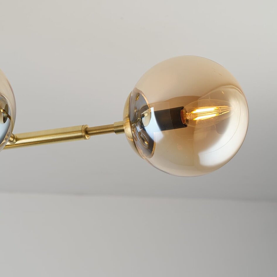 Design Lampa sufitowa złoty z bursztynowymi szklanymi kulami - Osem