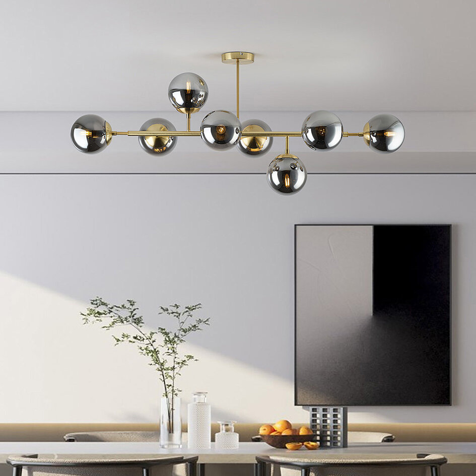 Design Lampa sufitowa złota z przydymionymi szklanymi kulami - Osem