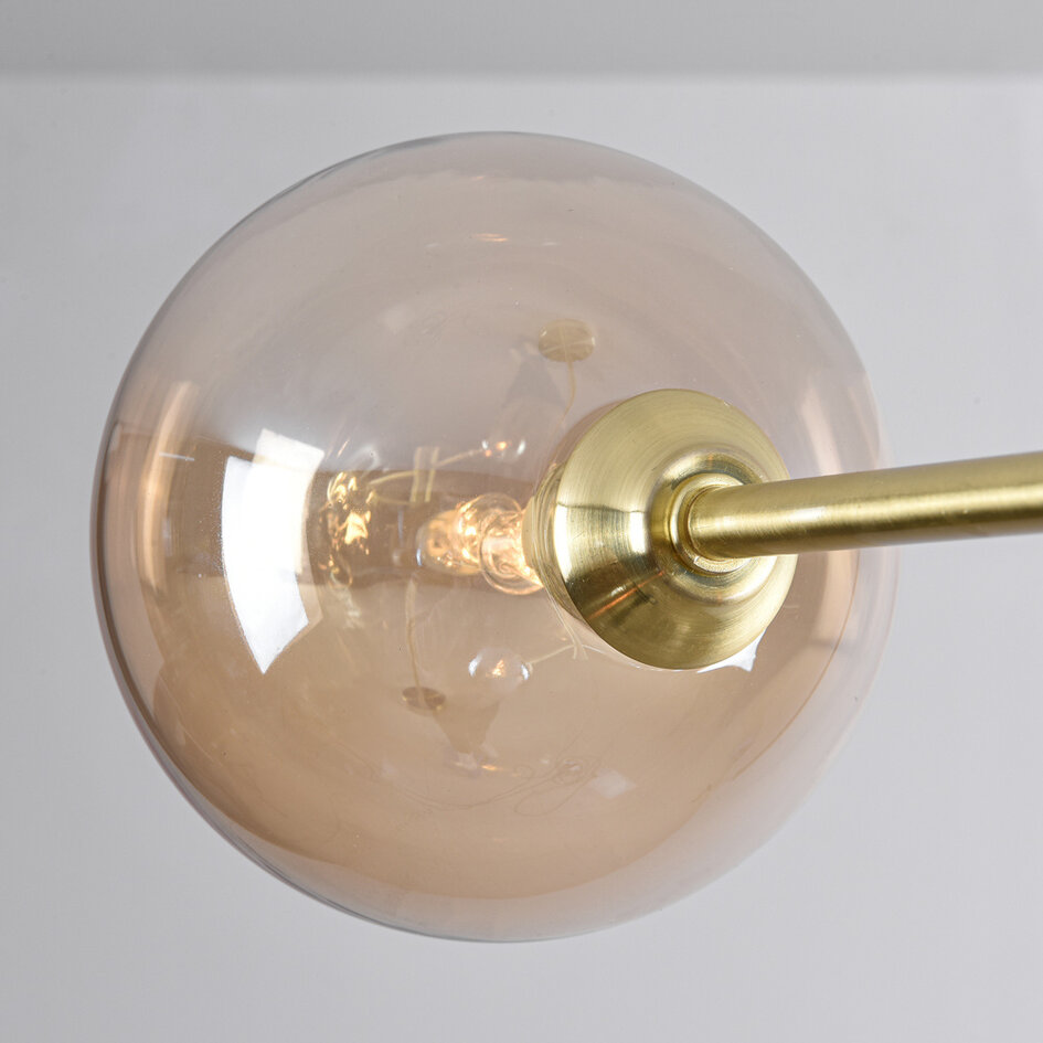 Design lampa sufitowa złota ze szkłem bursztynowym, 6 światła - Sest