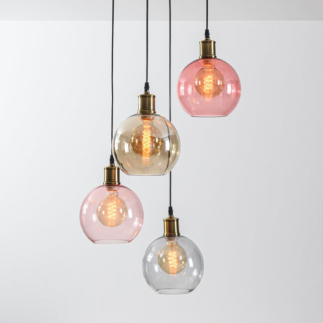 Lampa wisząca 4 światła z kolorowego szkła - Liya