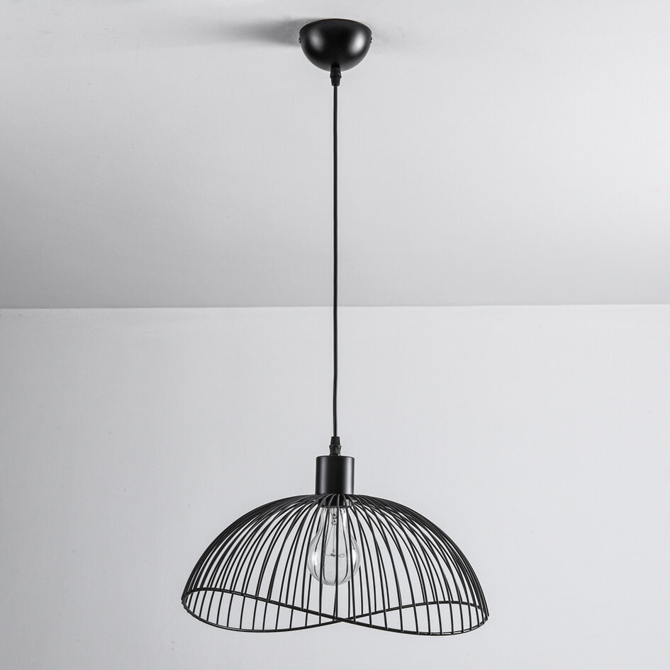 Minimalistyczna lampa wisząca z czarnego metalu – Ravi