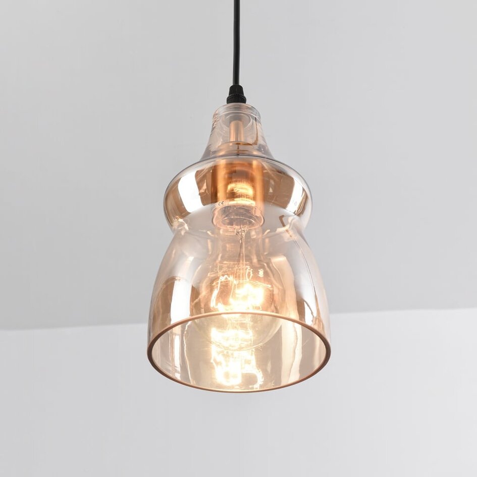3 światła industrialna lampa wisząca ze szkłem bursztynowym - Maracas