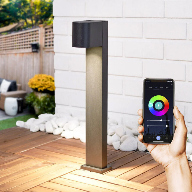 Inteligentna zewnętrzna lampa podłogowa antracytowa 100 cm w zestawie z lampą LED Wi-Fi 4,9W - Simone