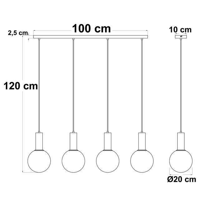 4 światła czarna lampa wisząca ze szkłem bursztynowym - Anglia